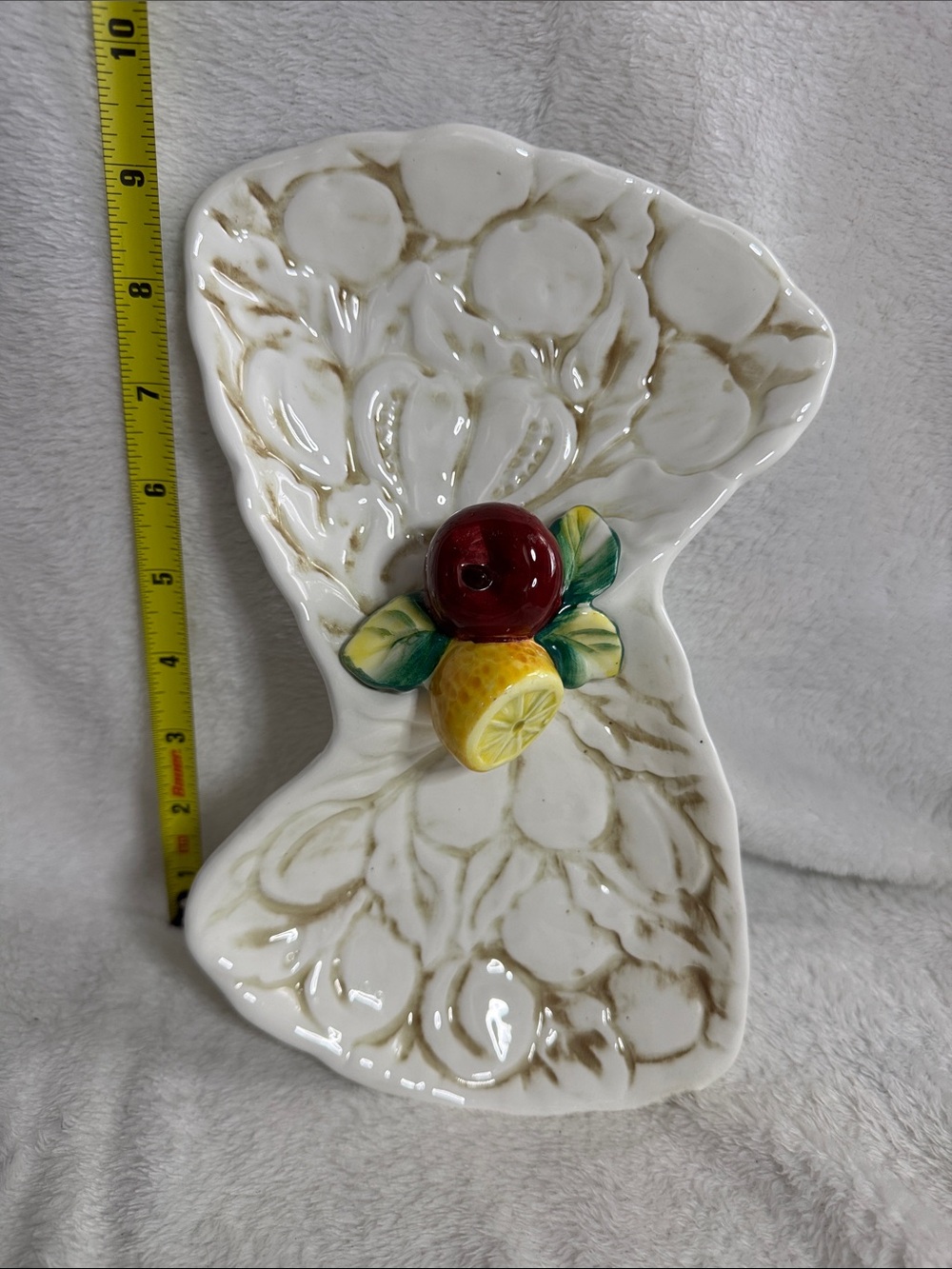 Inarco Ceramic Fruit Divided Serving Dish Tray Mid Century 3D Apple Lemon